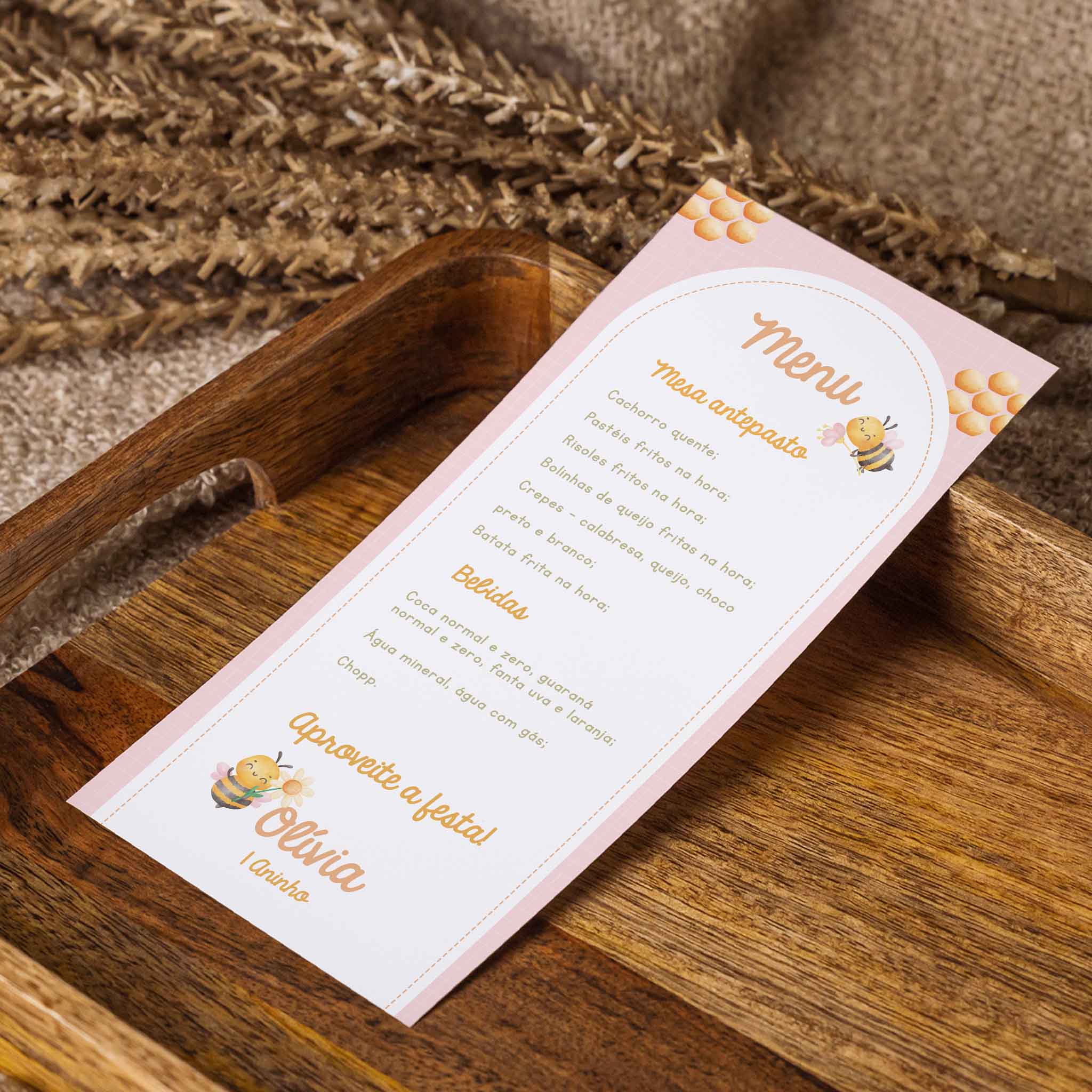 Menu Cardápio Aniversário Abelha