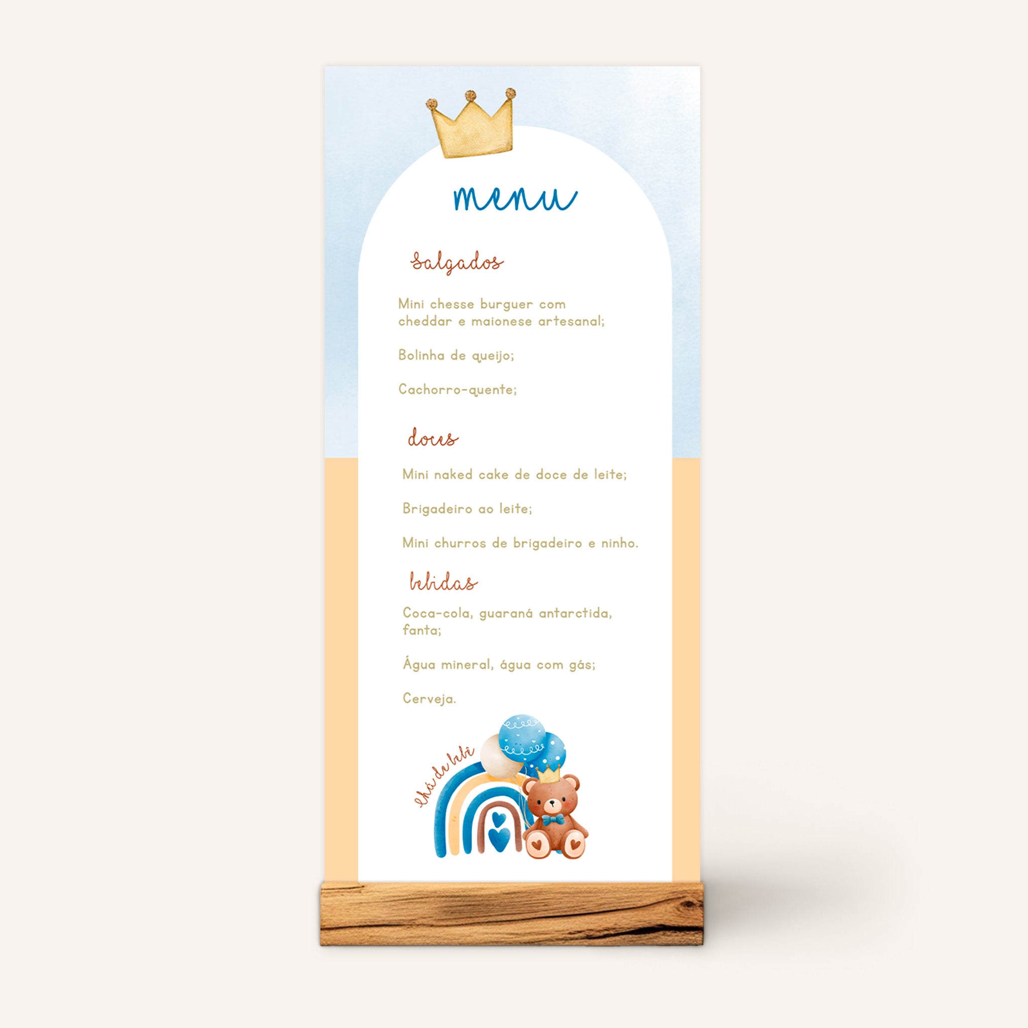 Menu Cardápio Chá de Bebê Ursinho