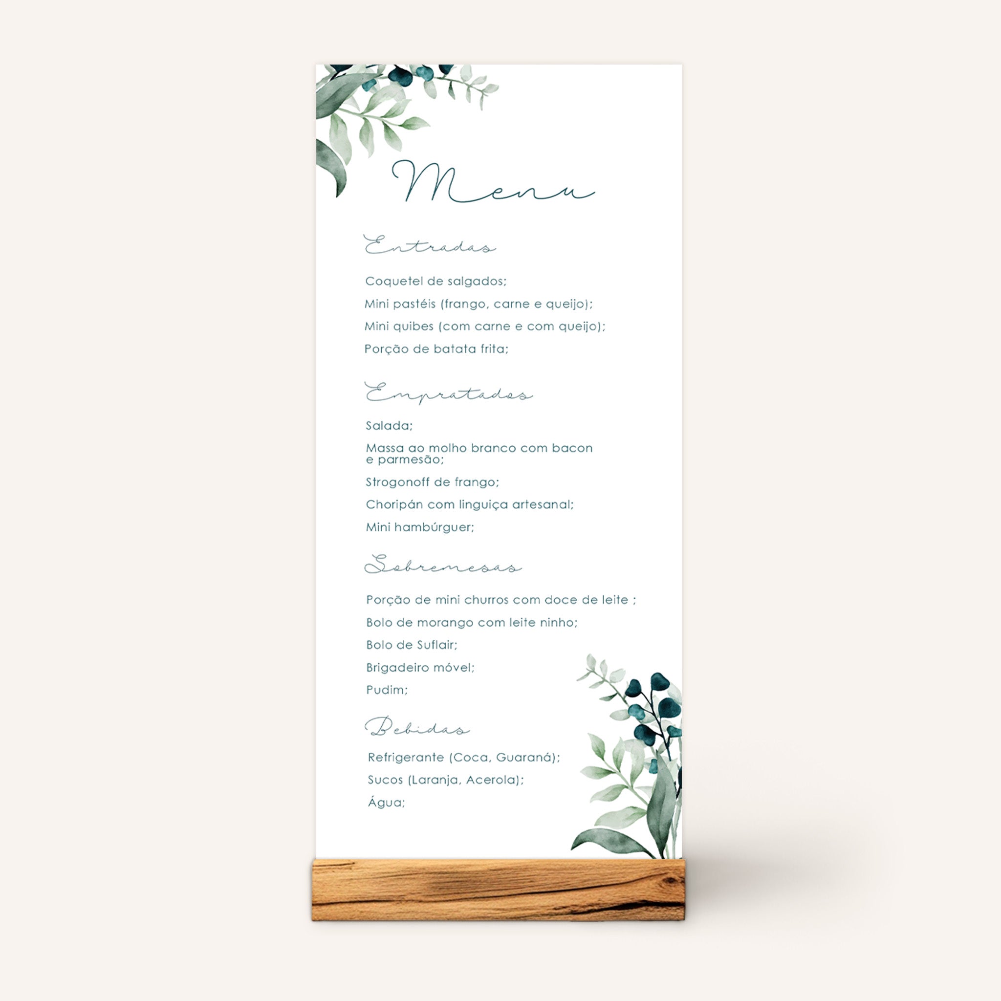 Menu Cardápio Minimalista