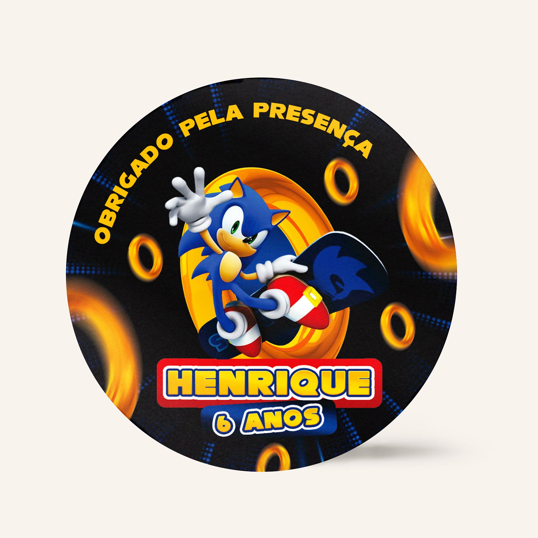 Tag Aniversário Sonic