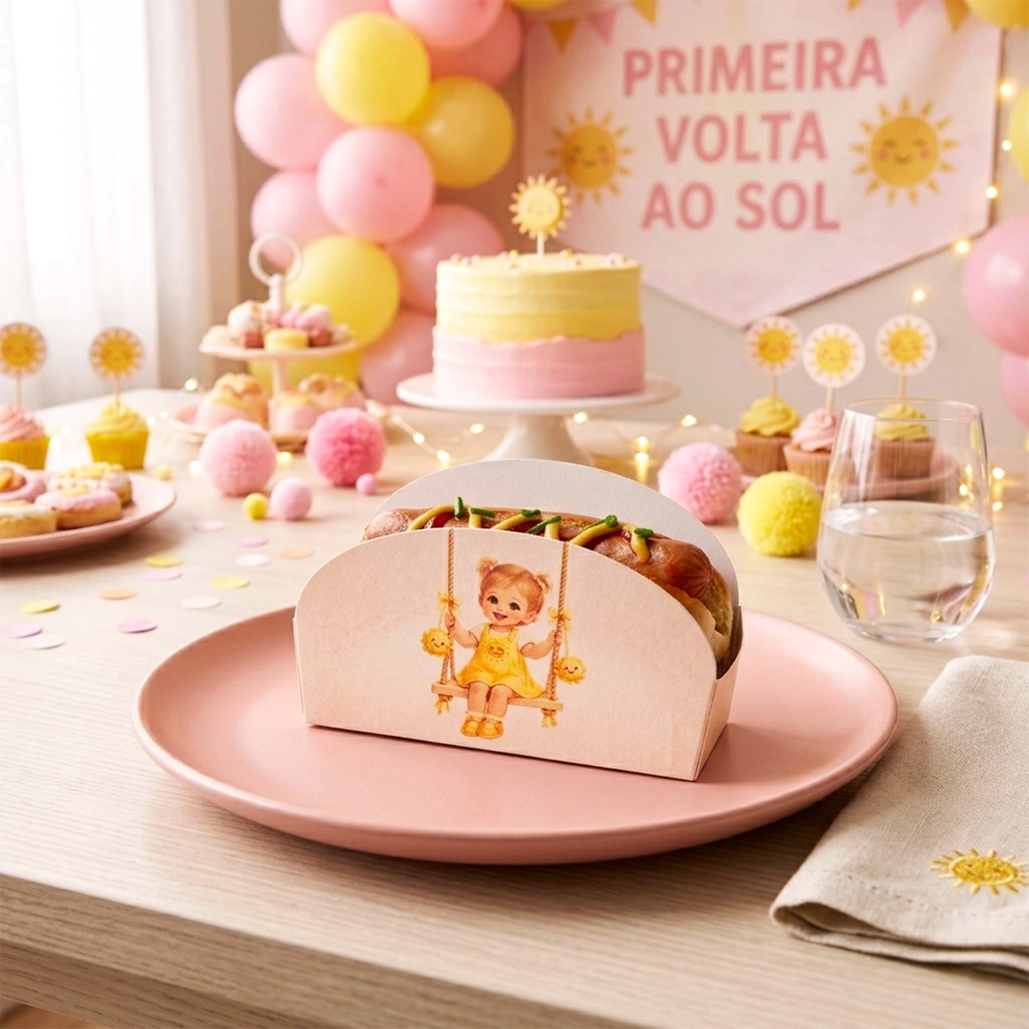 Caixa para Mini Hot Dog 1ª Volta ao Sol