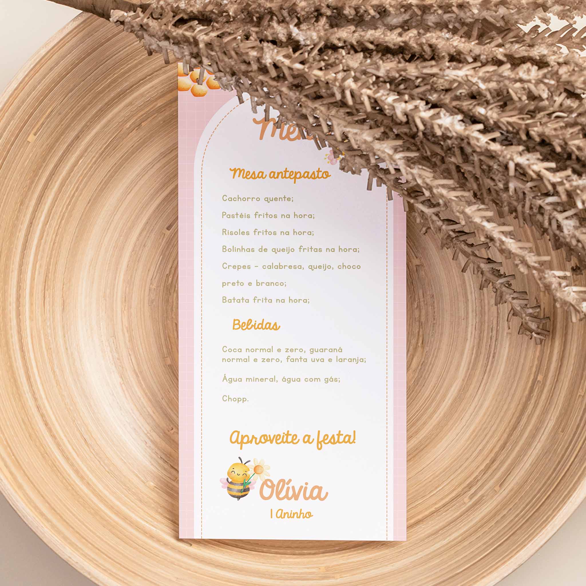 Menu Cardápio Aniversário Abelha
