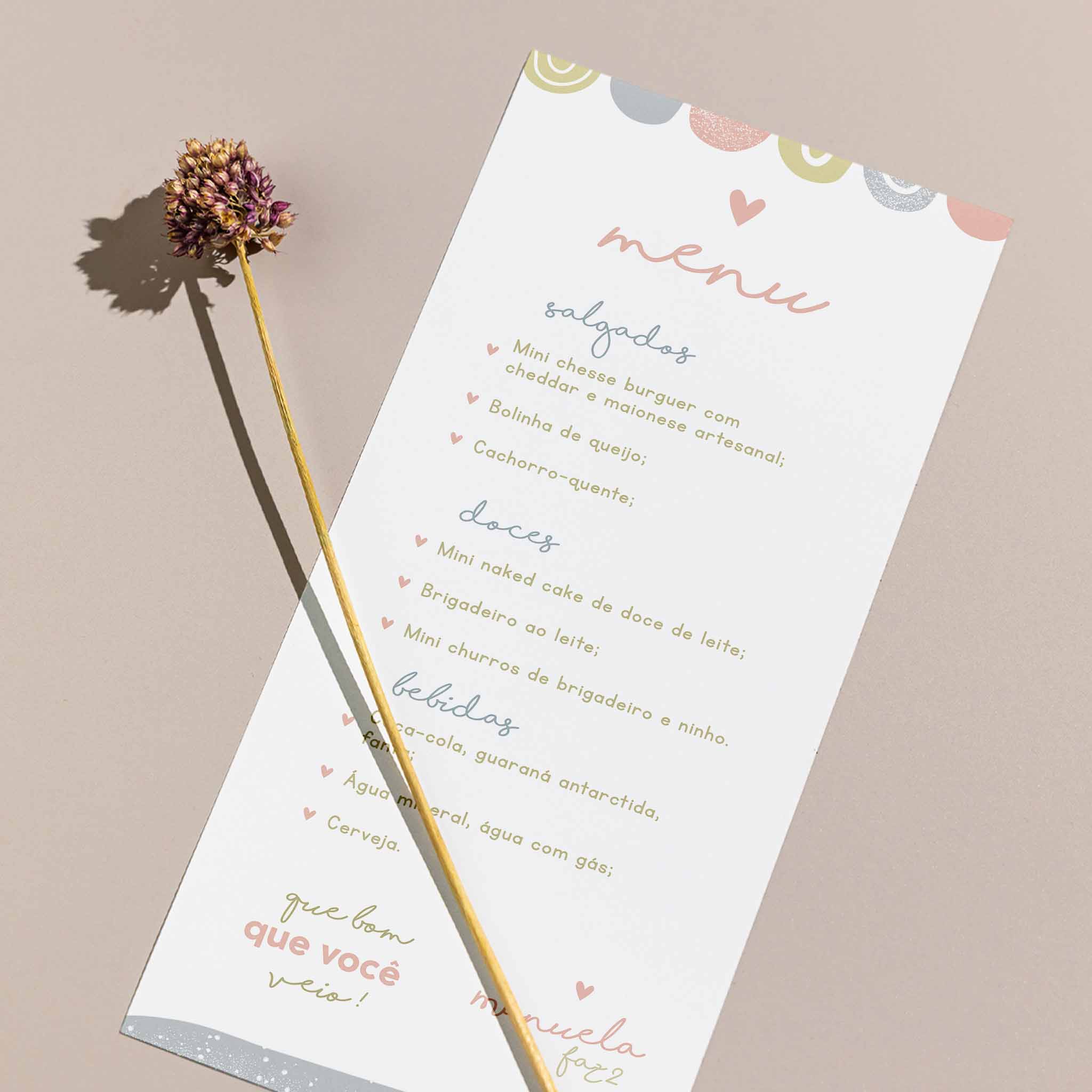 Menu Cardápio Aniversário Cores