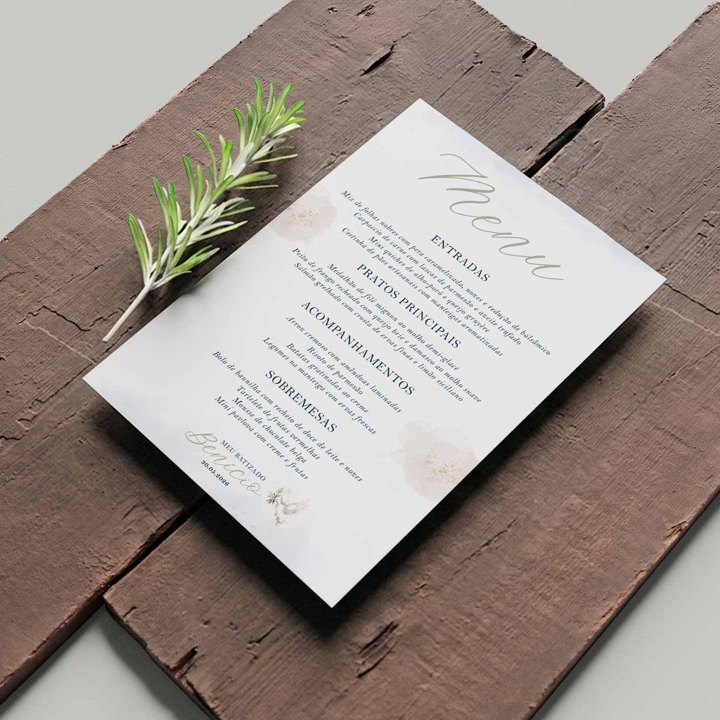 Menu Cardápio Batismo