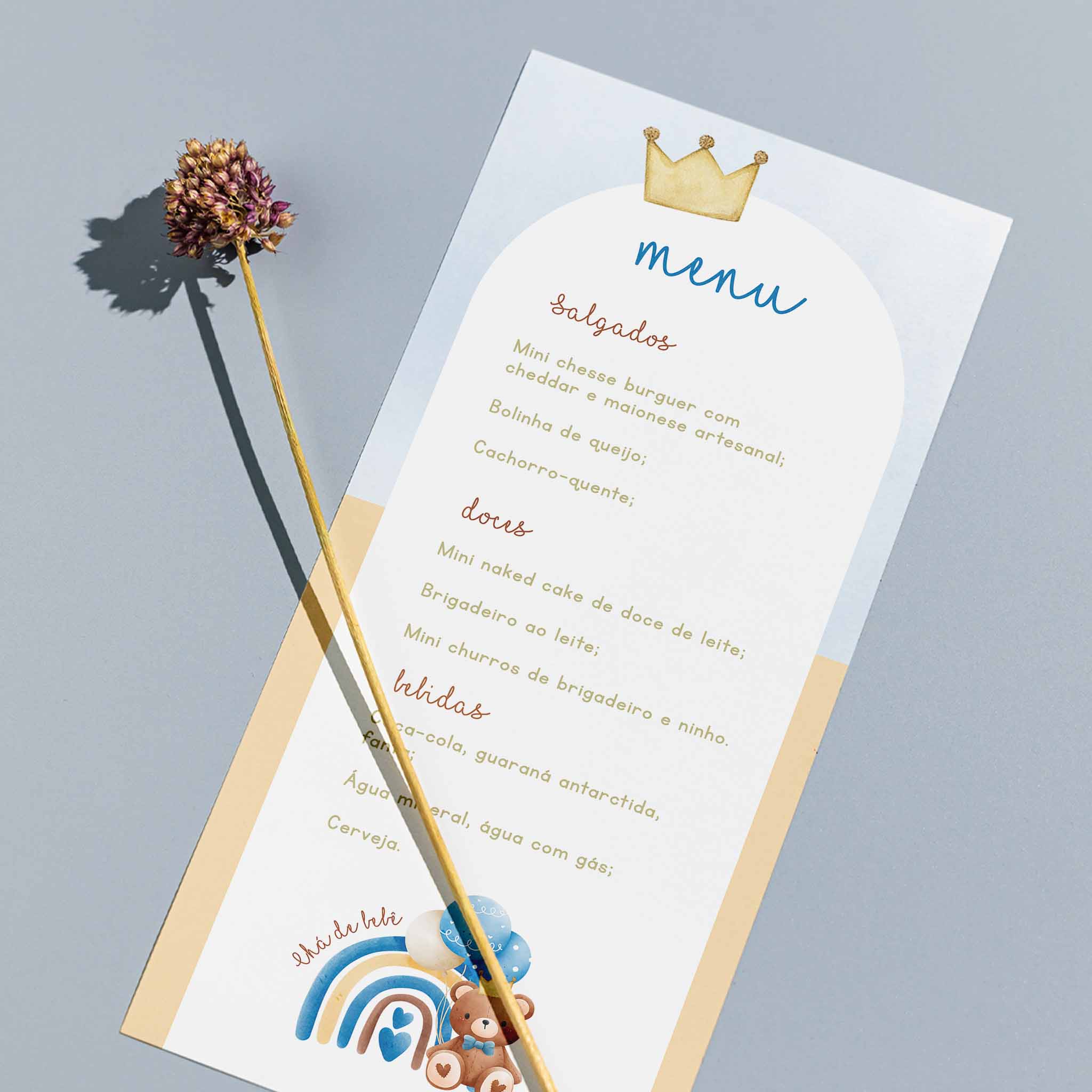 Menu Cardápio Chá de Bebê Ursinho