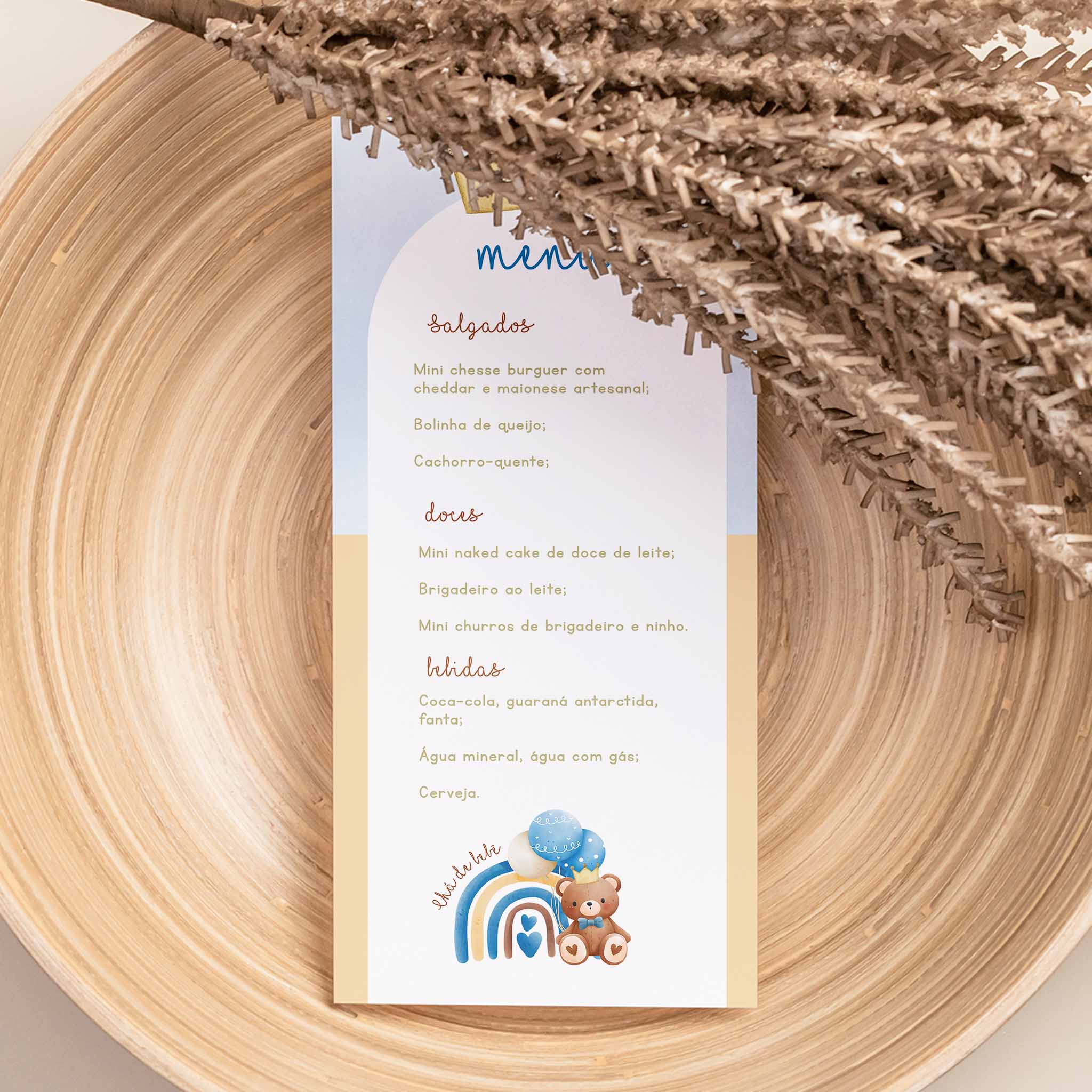 Menu Cardápio Chá de Bebê Ursinho