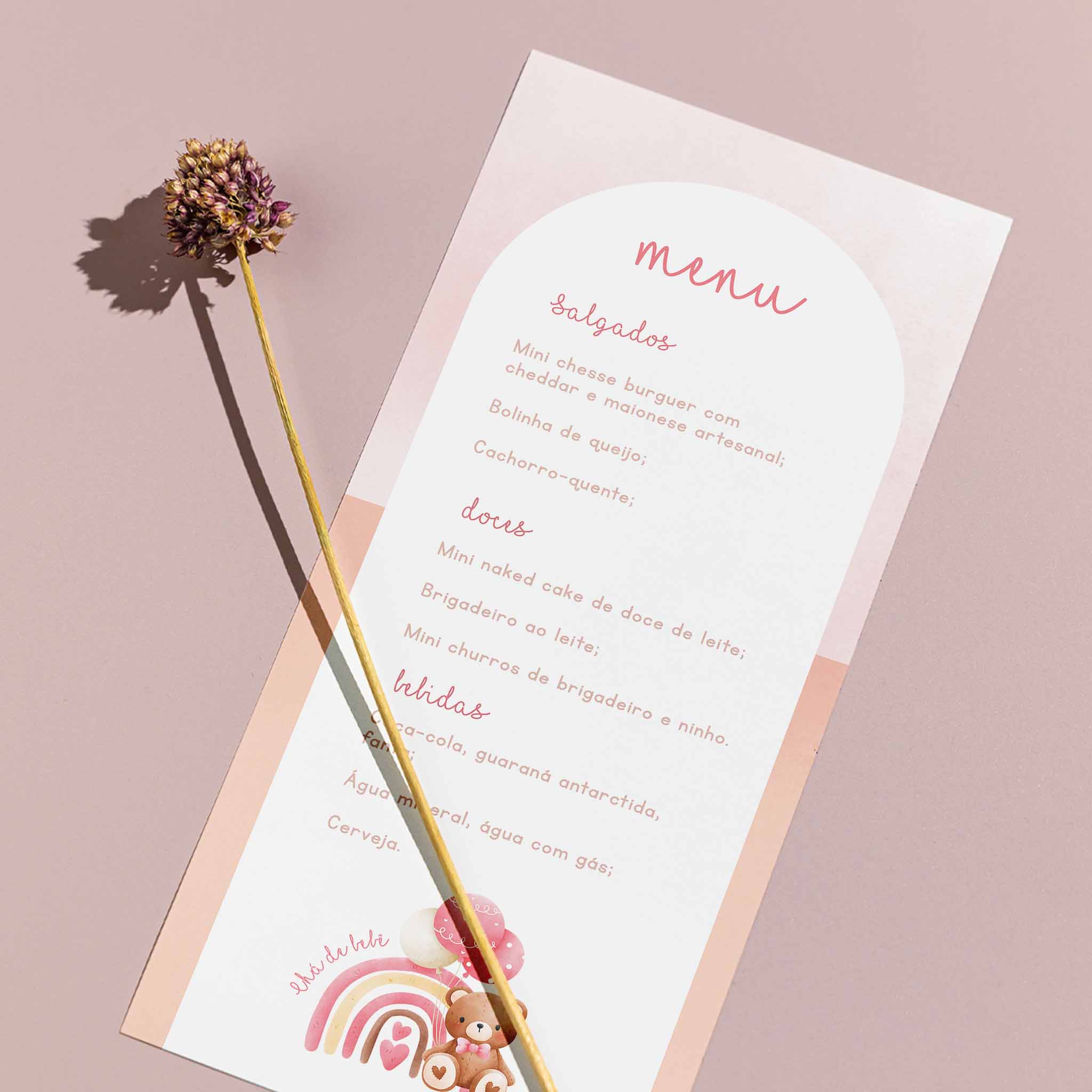 Menu Cardápio Chá de Bebê Ursinho
