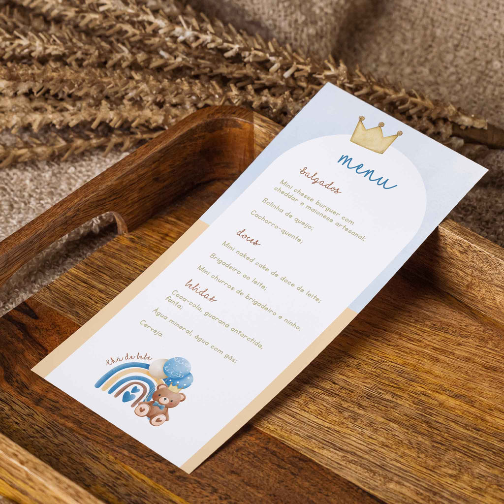 Menu Cardápio Chá de Bebê Ursinho