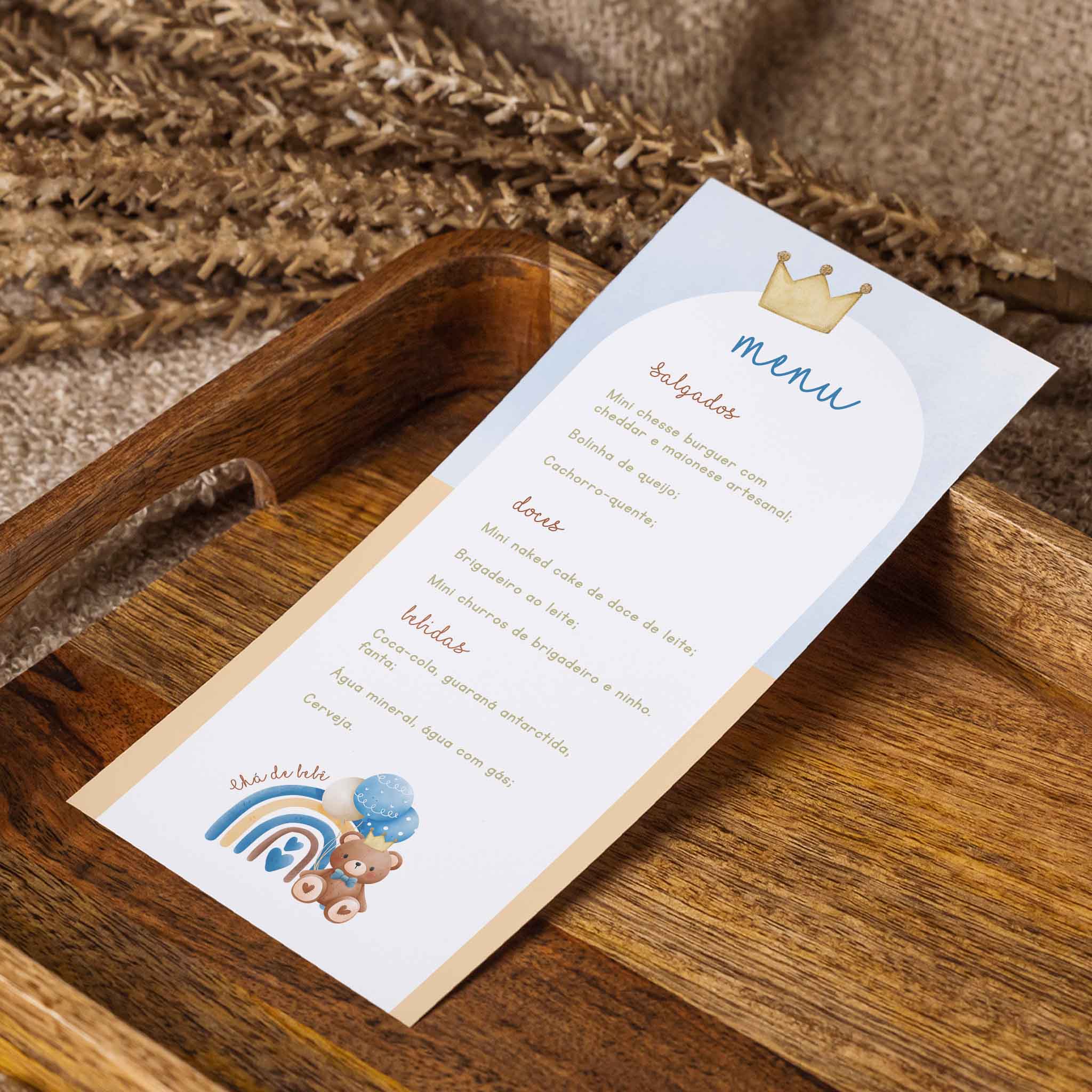 Menu Cardápio Chá de Bebê Ursinho