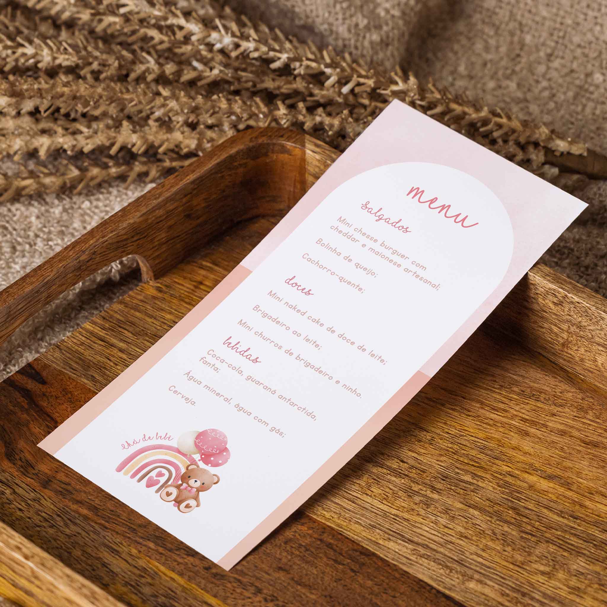 Menu Cardápio Chá de Bebê Ursinho