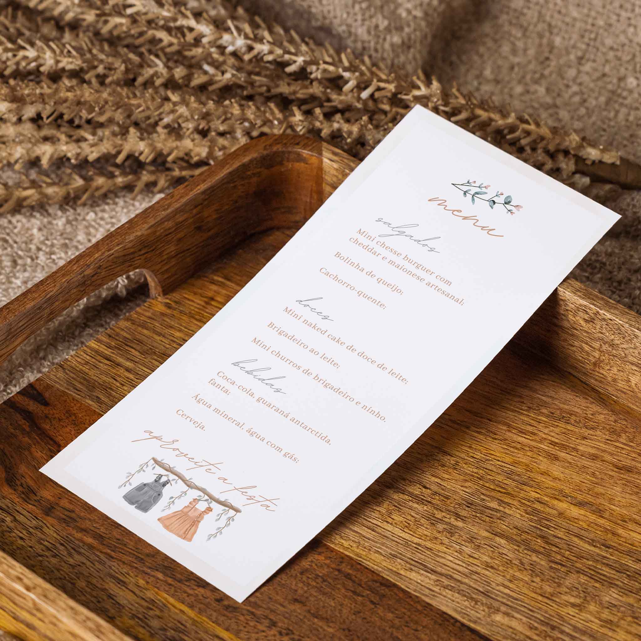 Menu Cardápio Chá Revelação Roupinha