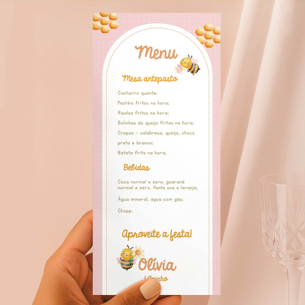 Menu Cardápio Aniversário Abelha