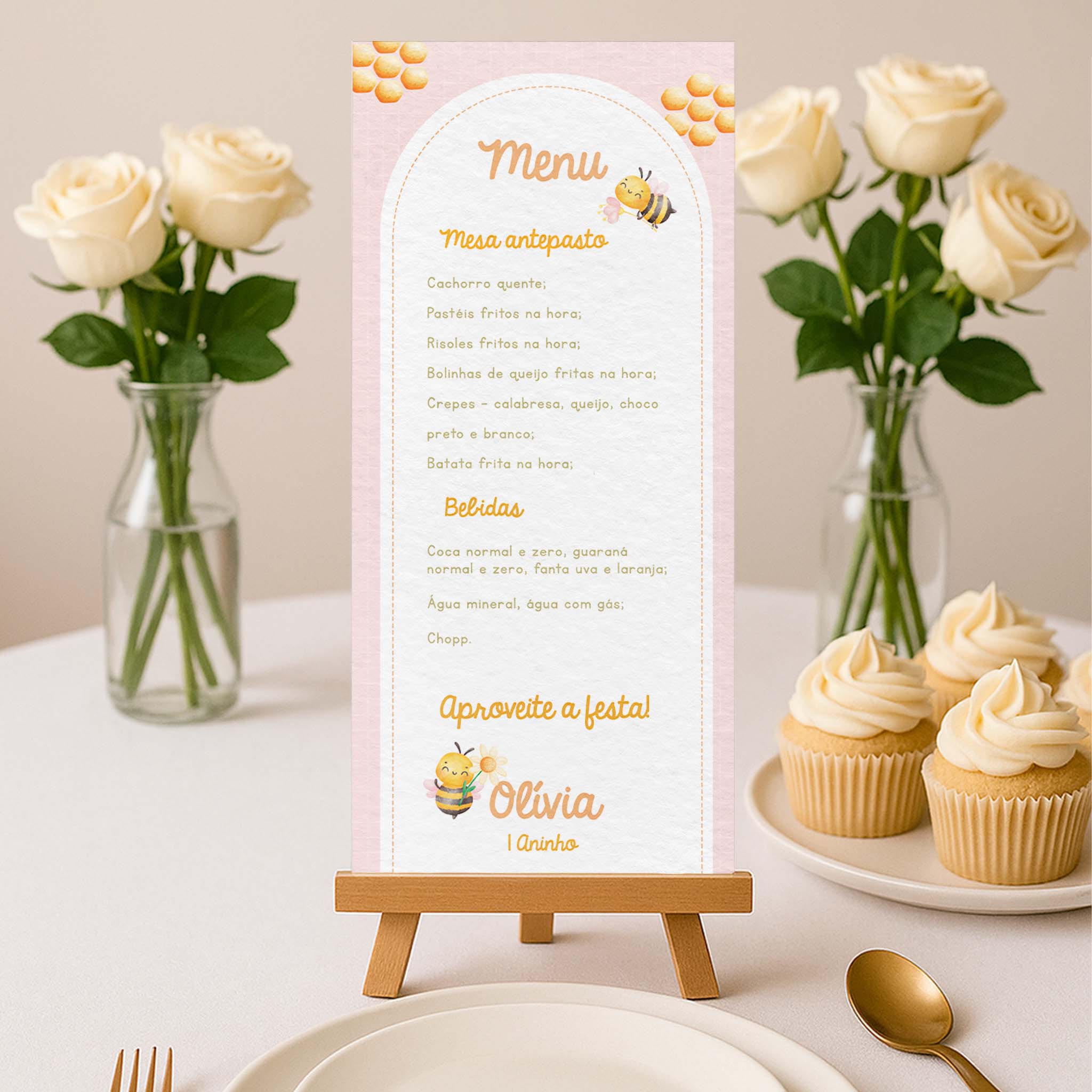 Menu Cardápio Aniversário Abelha