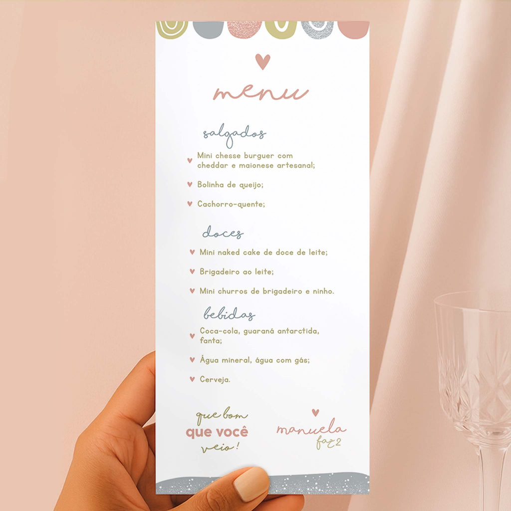 Menu Cardápio Aniversário Cores