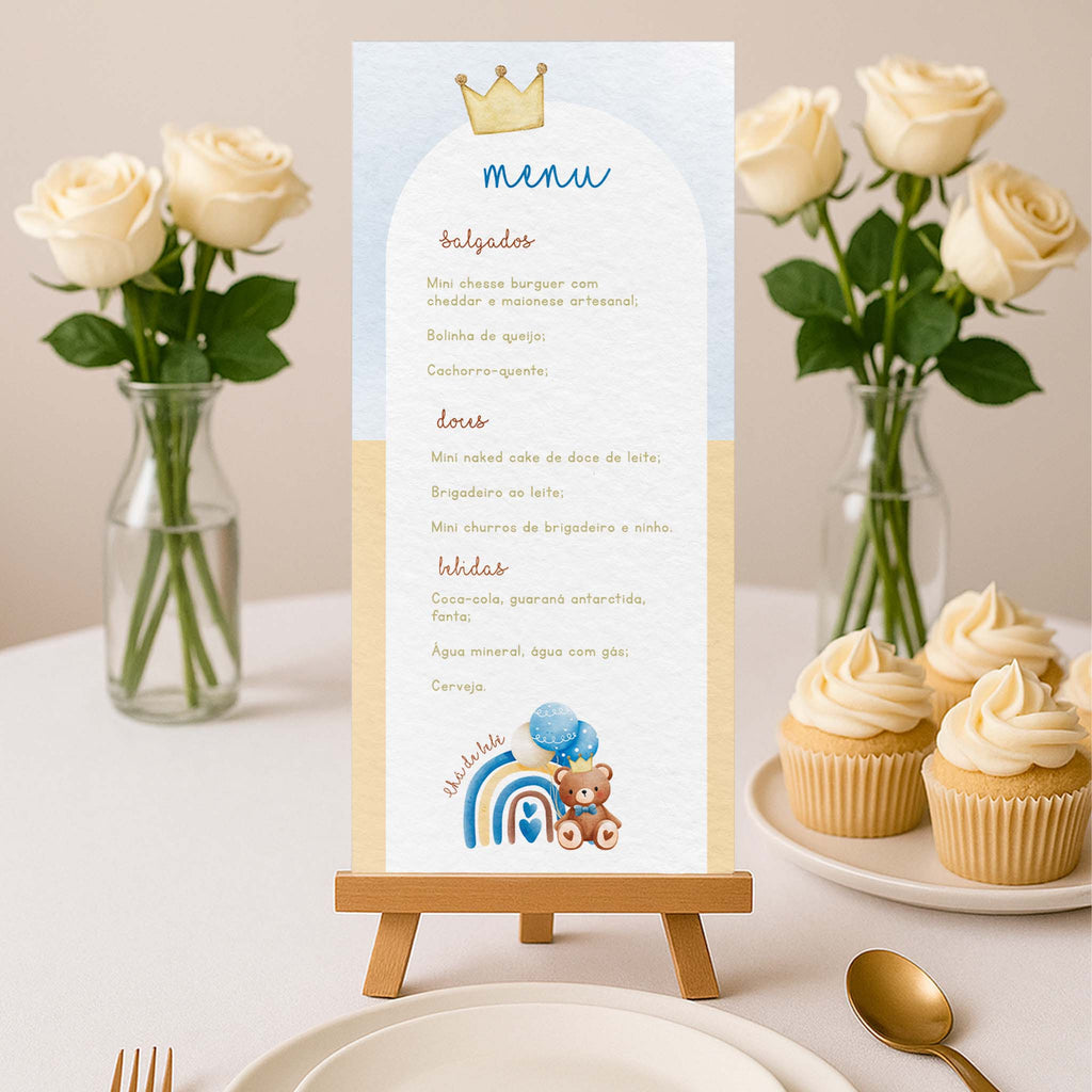 Menu Cardápio Chá de Bebê Ursinho