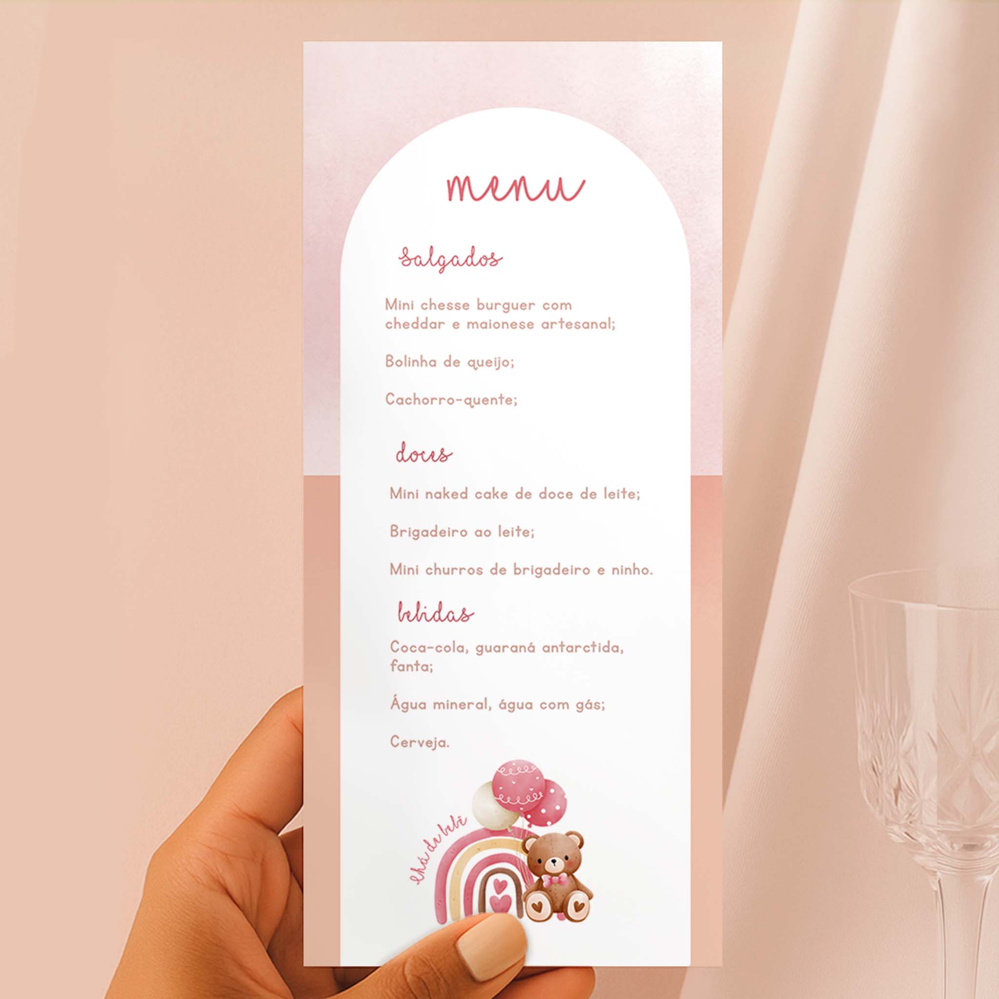 Menu Cardápio Chá de Bebê Ursinho