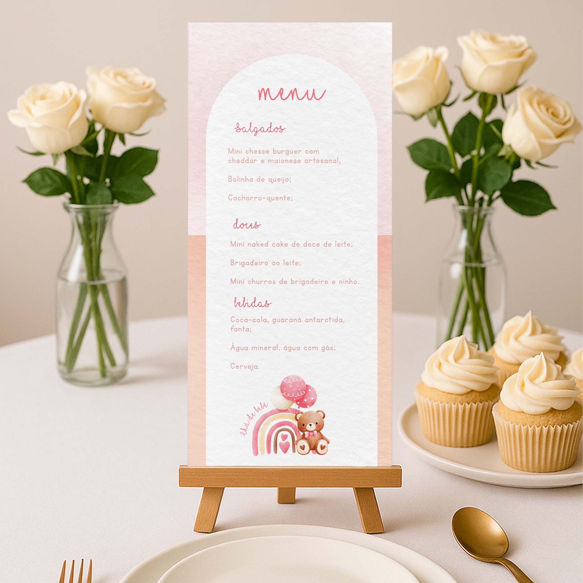 Menu Cardápio Chá de Bebê Ursinho