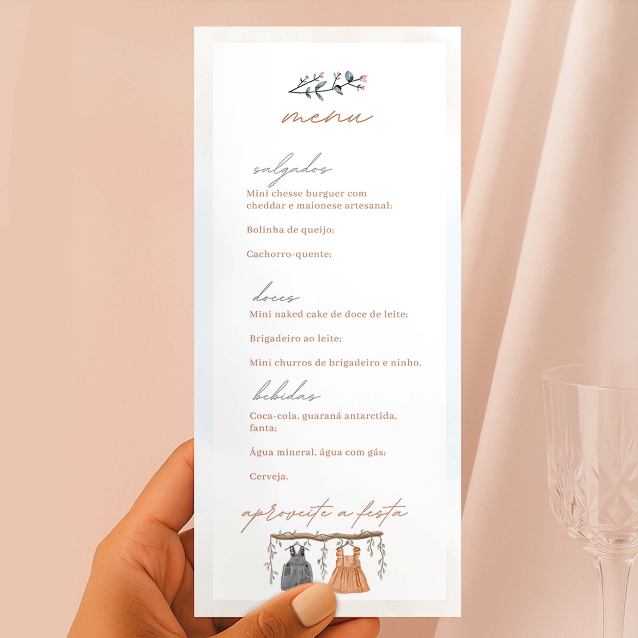 Menu Cardápio Chá Revelação Roupinha