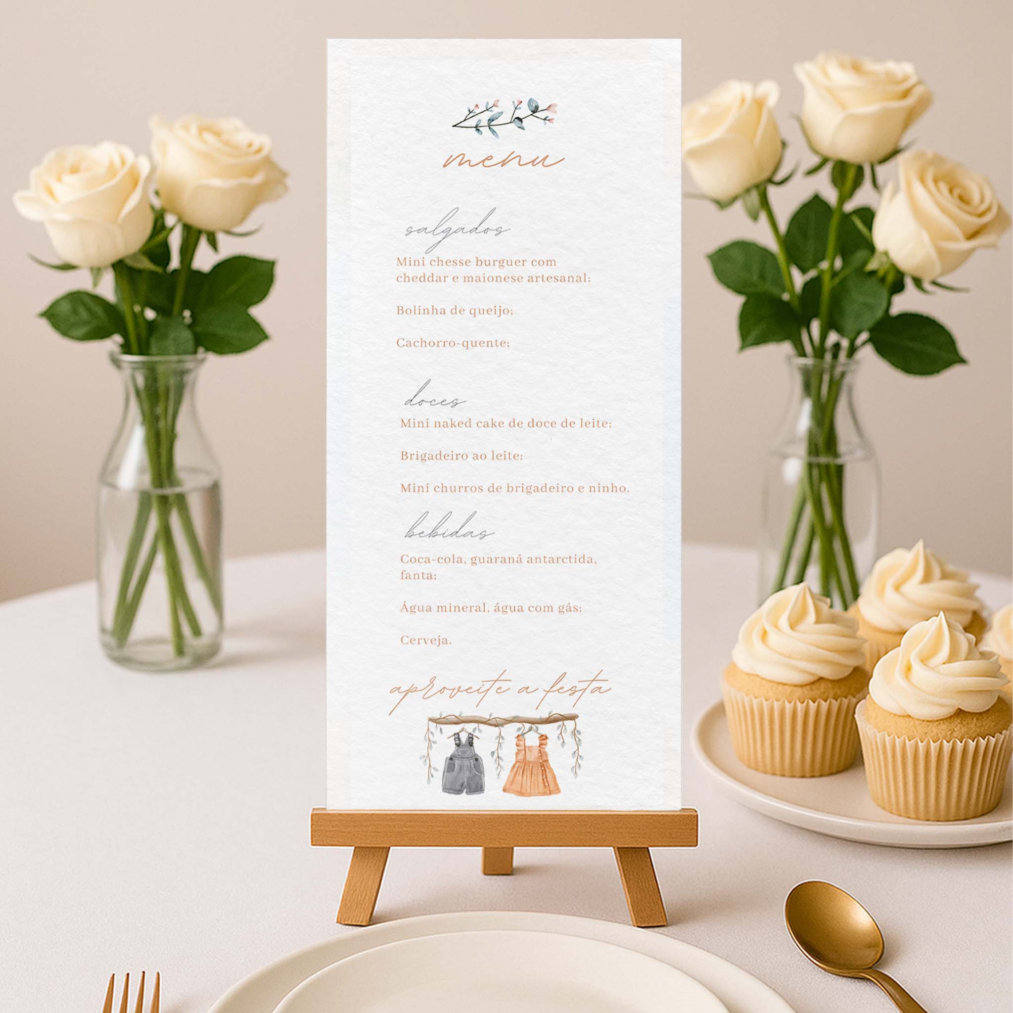 Menu Cardápio Chá Revelação Roupinha