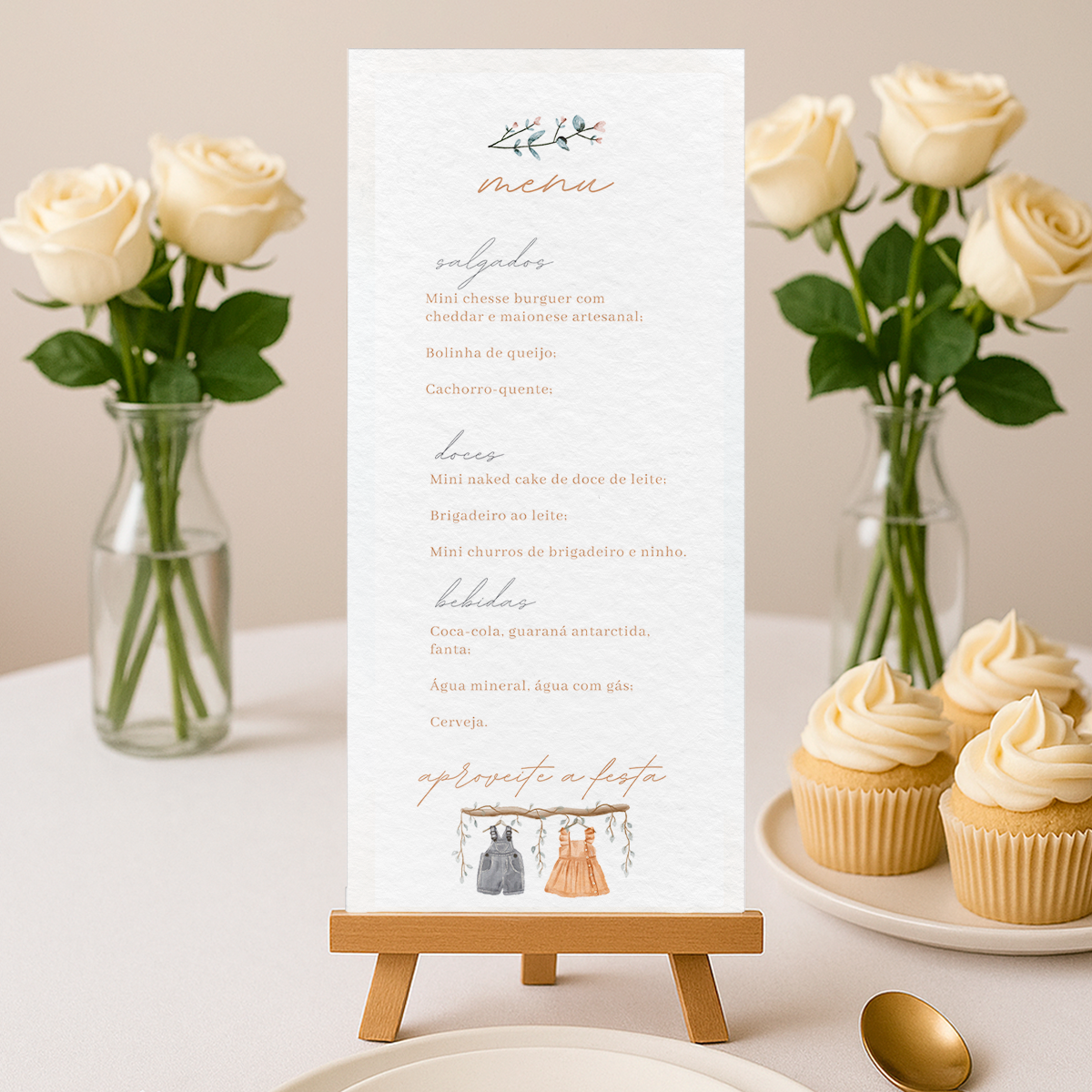 Menu Cardápio Chá Revelação Roupinha