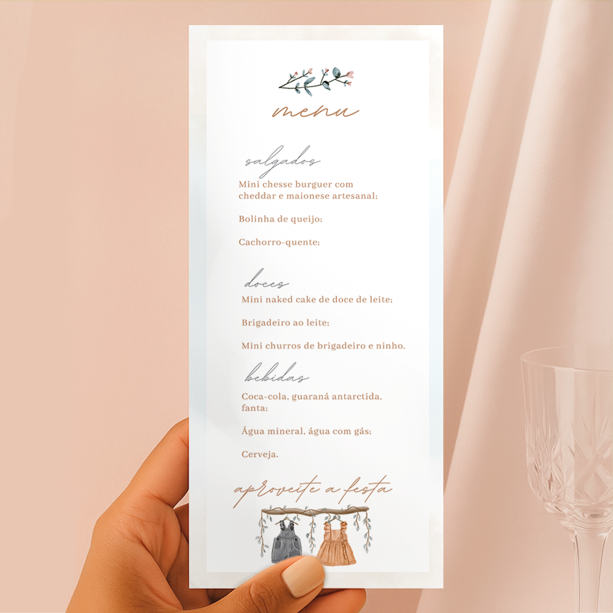 Menu Cardápio Chá Revelação Roupinha