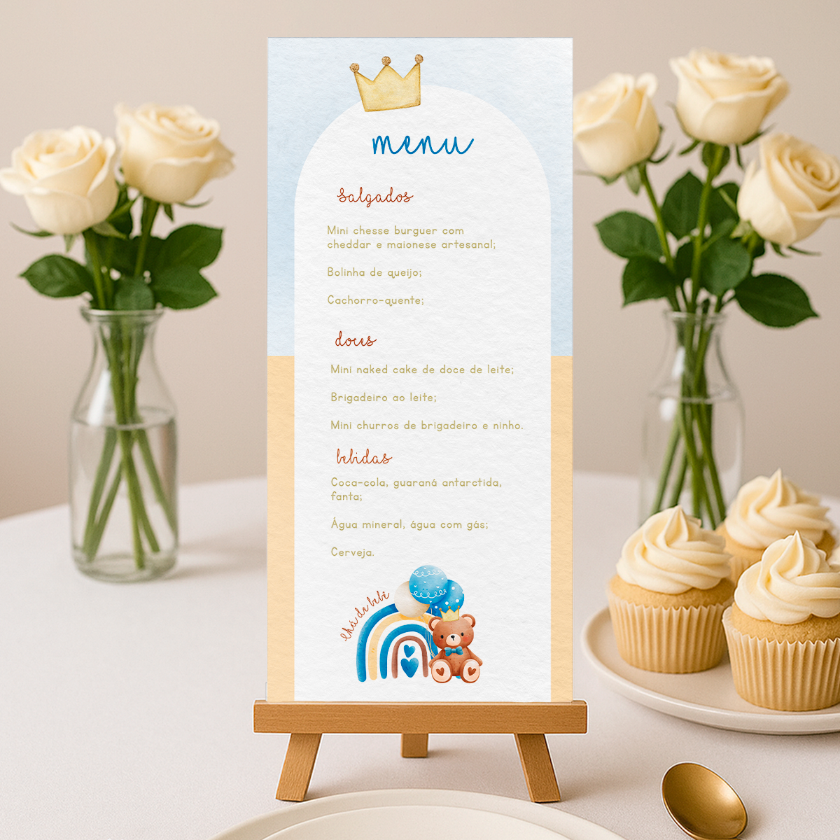 Menu Cardápio Chá de Bebê Ursinho