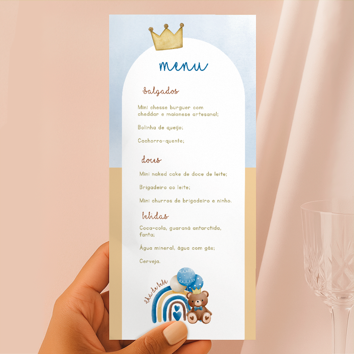 Menu Cardápio Chá de Bebê Ursinho