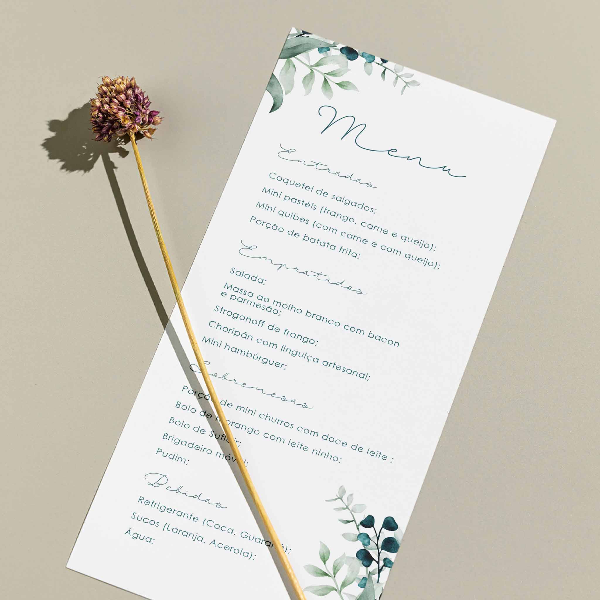 Menu Cardápio Minimalista