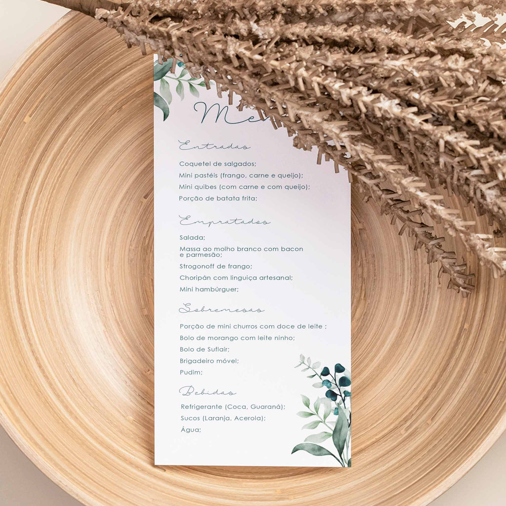 Menu Cardápio Minimalista