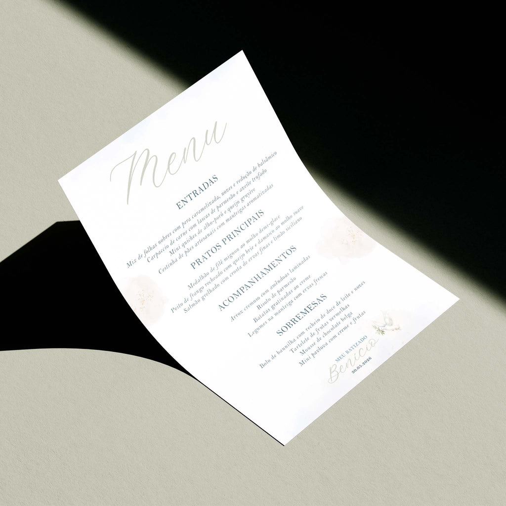 Menu Cardápio Batismo