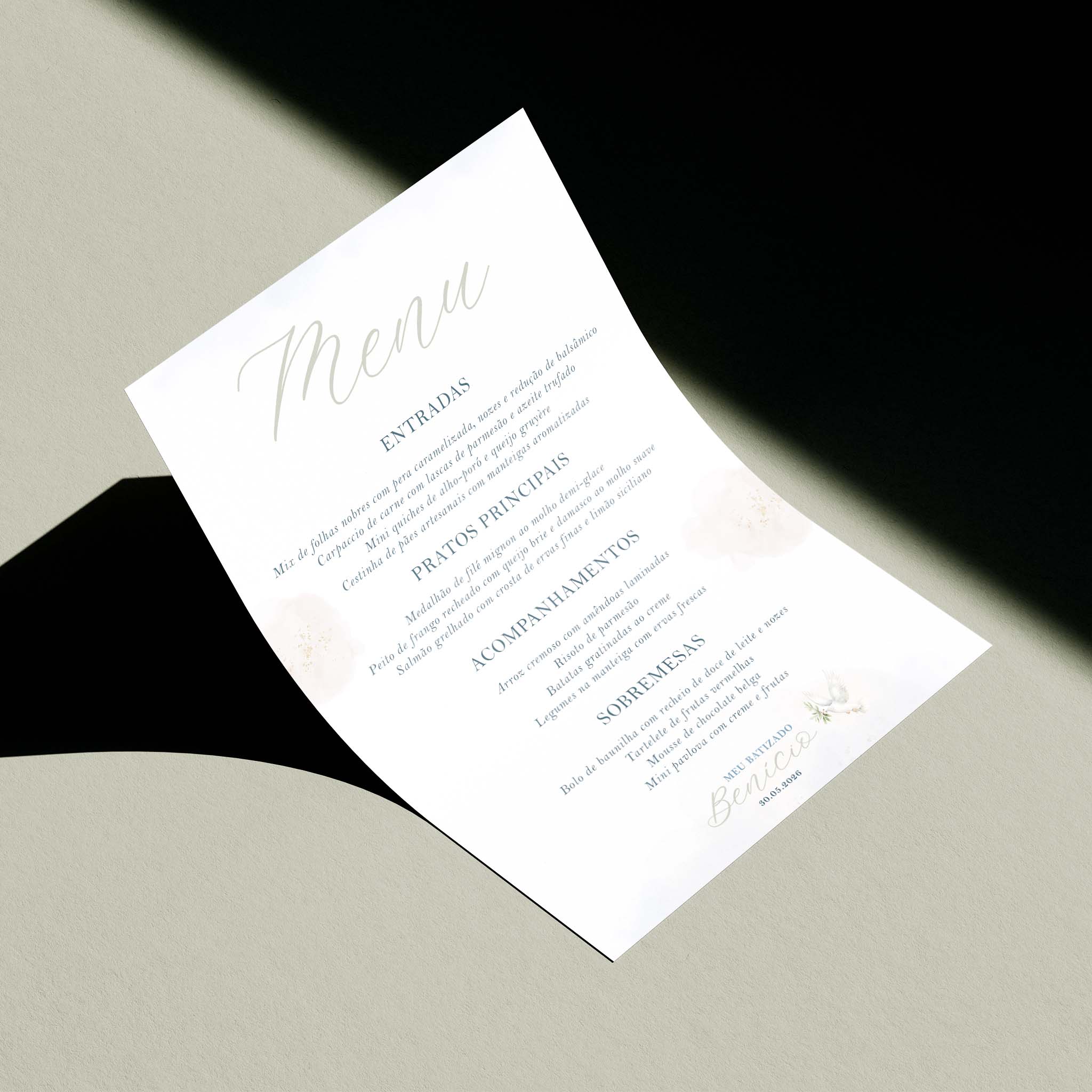 Menu Cardápio Batismo