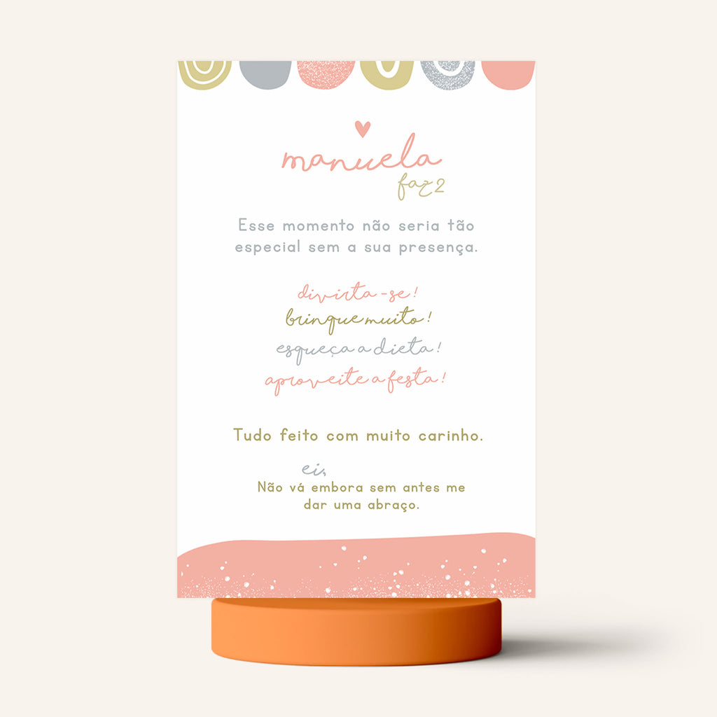 Cartão Agradecimento de Mesa Aniversário Cores