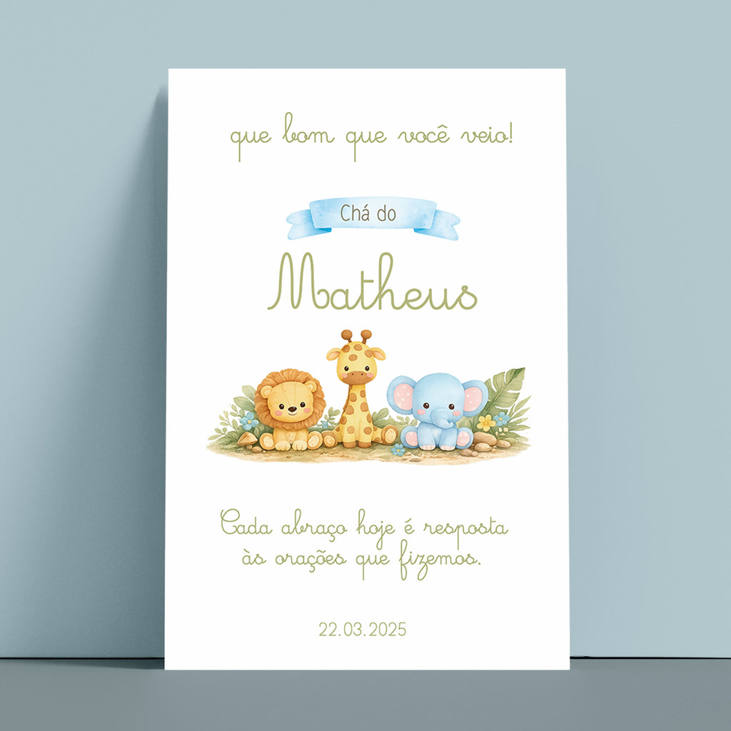 Cartão Agradecimento de Mesa Chá de Bebê Safari