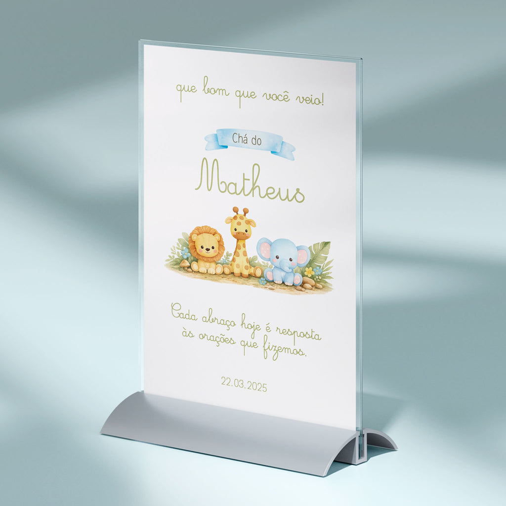 Cartão Agradecimento de Mesa Chá de Bebê Safari