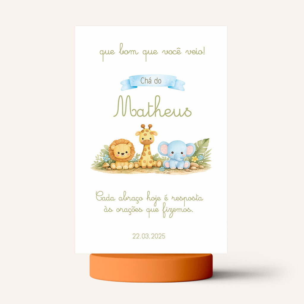Cartão Agradecimento de Mesa Chá de Bebê Safari