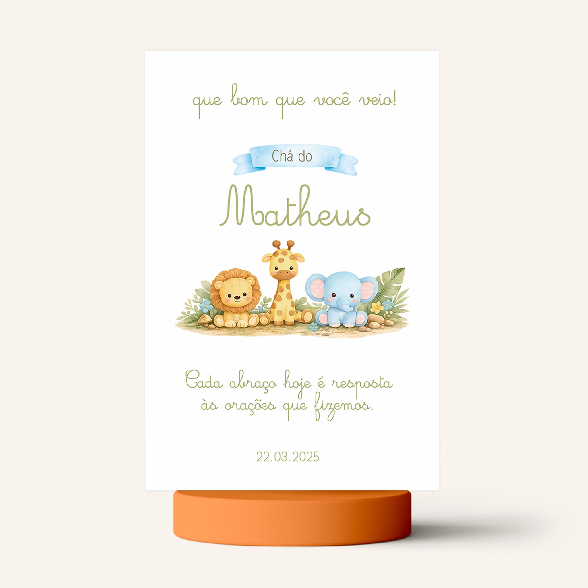 Cartão Agradecimento de Mesa Chá de Bebê Safari