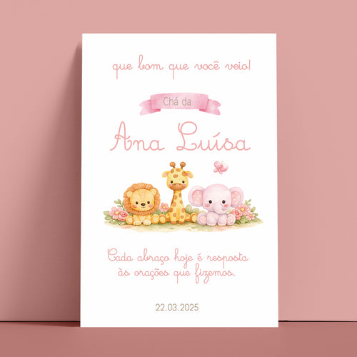 Cartão Agradecimento de Mesa Chá de Bebê Safari