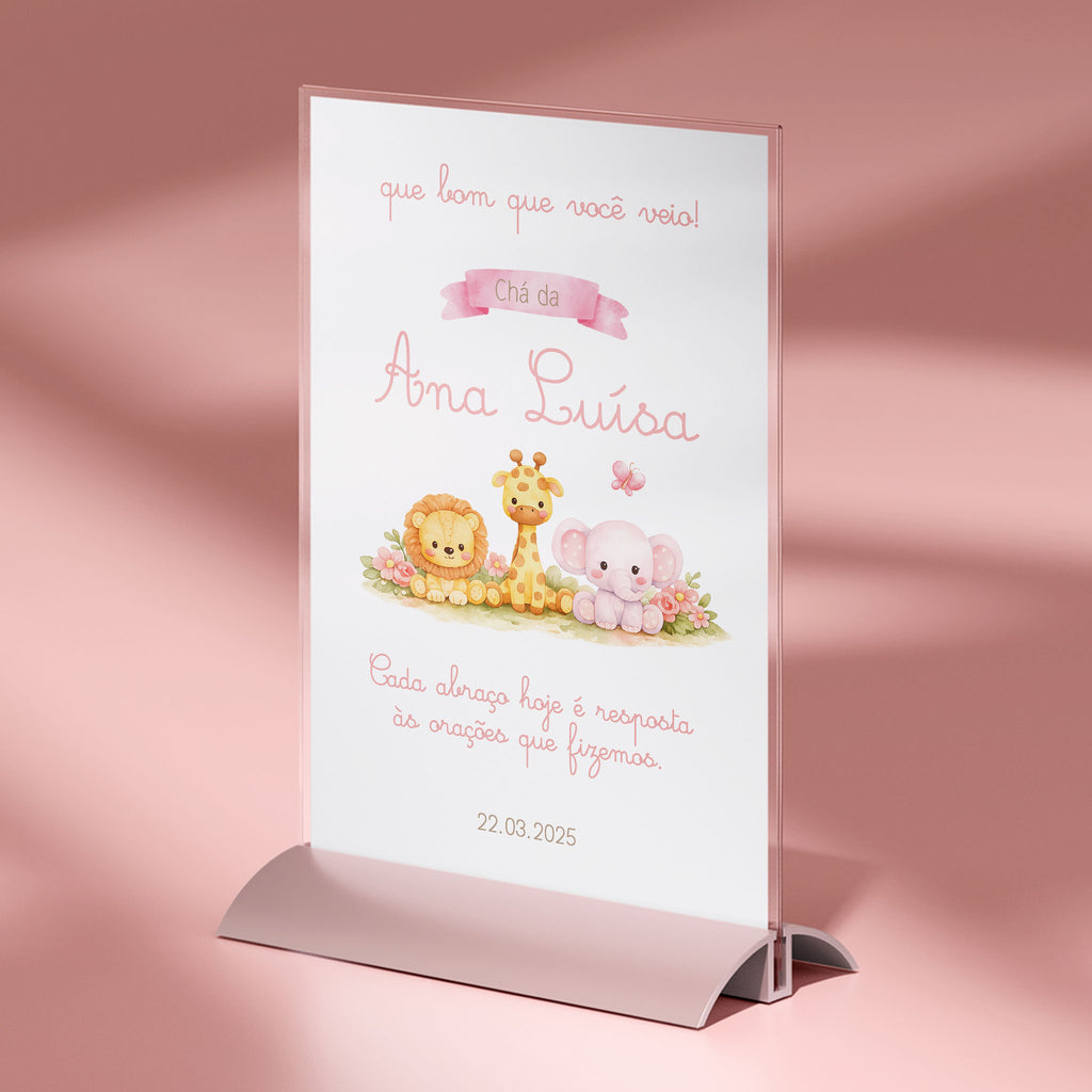 Cartão Agradecimento de Mesa Chá de Bebê Safari