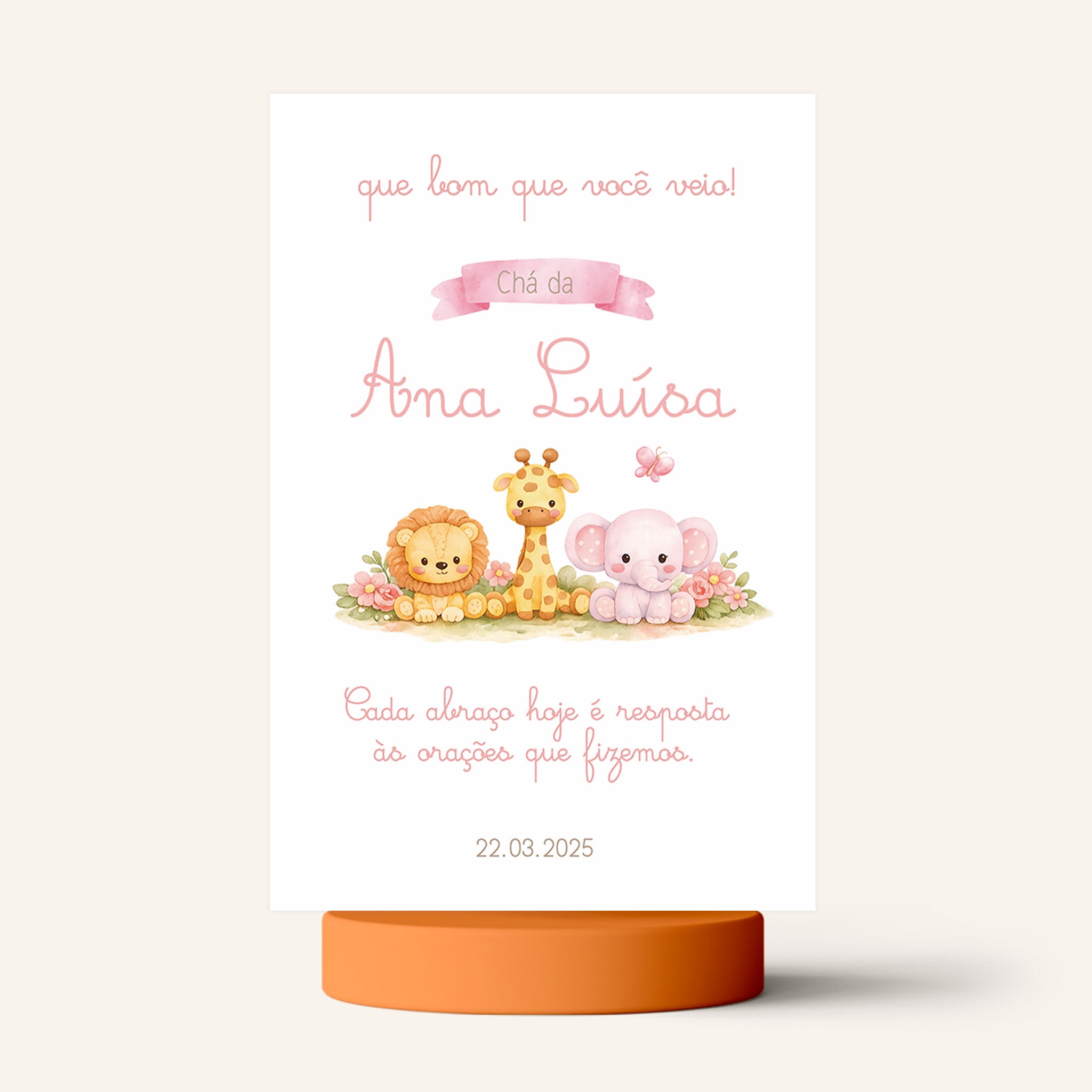 Cartão Agradecimento de Mesa Chá de Bebê Safari