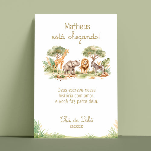 Cartão Agradecimento de Mesa Chá de Bebê Safari