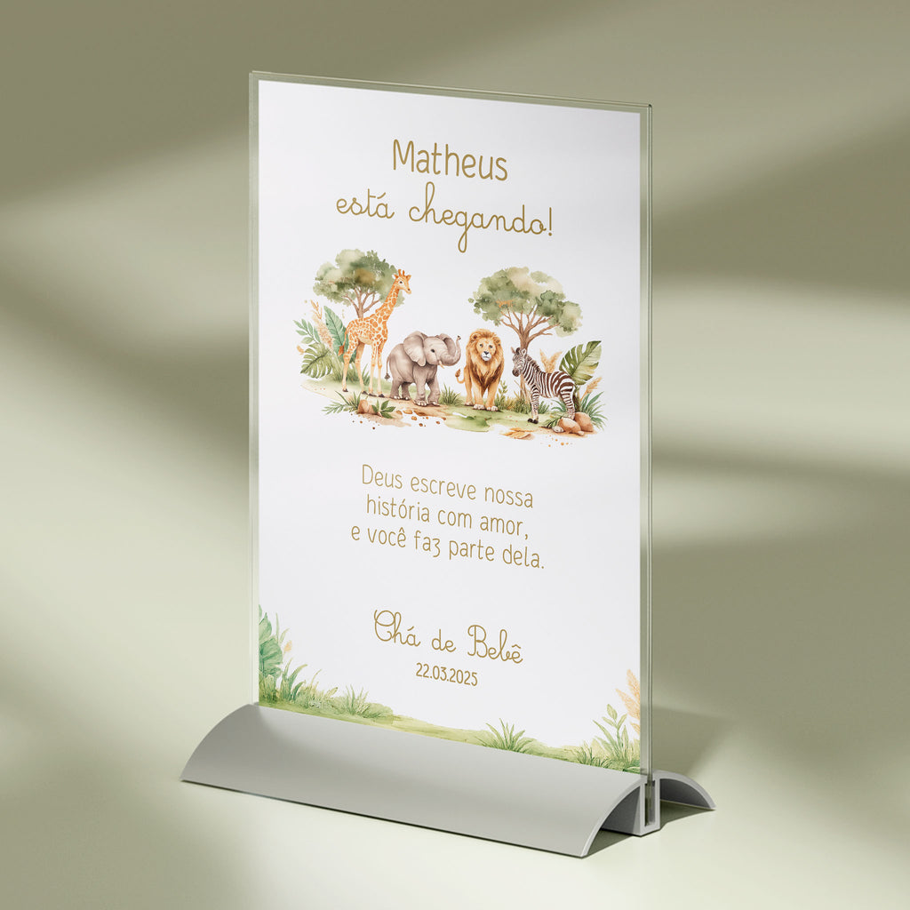 Cartão Agradecimento de Mesa Chá de Bebê Safari