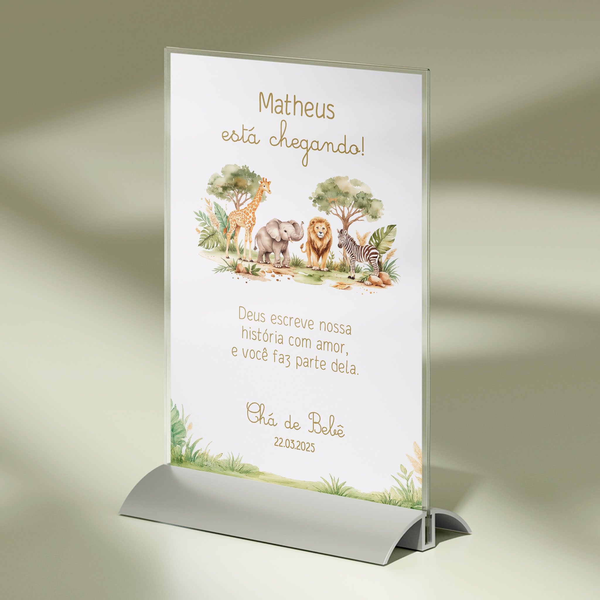 Cartão Agradecimento de Mesa Chá de Bebê Safari