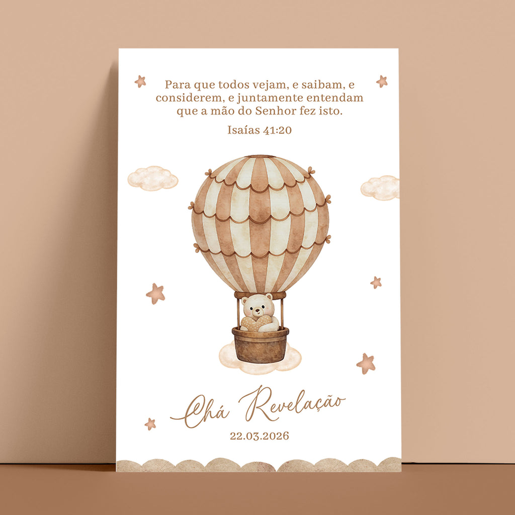 Cartão Agradecimento de Mesa Chá Revelação Ursinho
