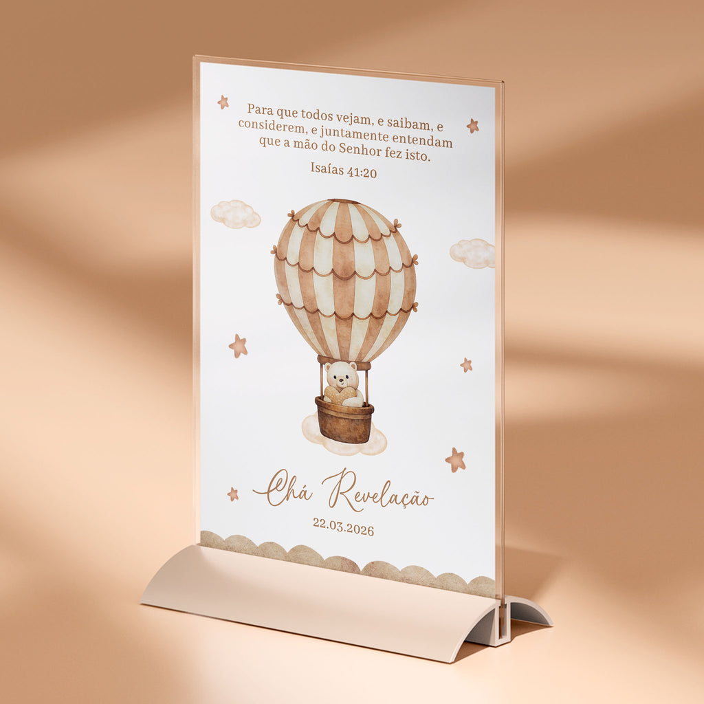 Cartão Agradecimento de Mesa Chá Revelação Ursinho