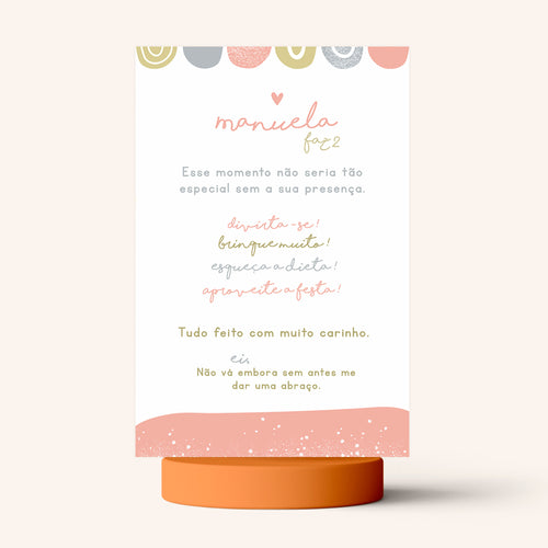 Cartão Agradecimento de Mesa Aniversário Cores