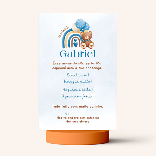 Cartão Agradecimento de Mesa Chá de Bebê Ursinho