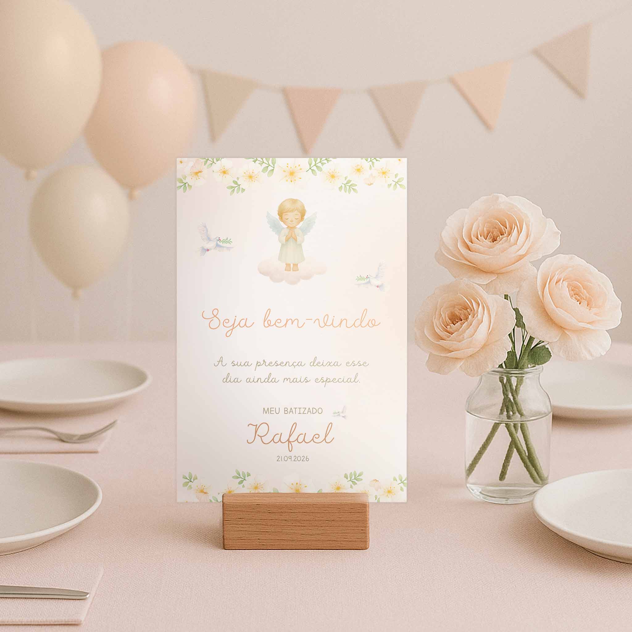 Cartão Agradecimento de Mesa Batismo