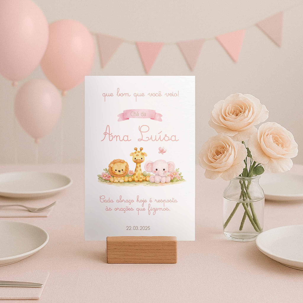 Cartão Agradecimento de Mesa Chá de Bebê Safari