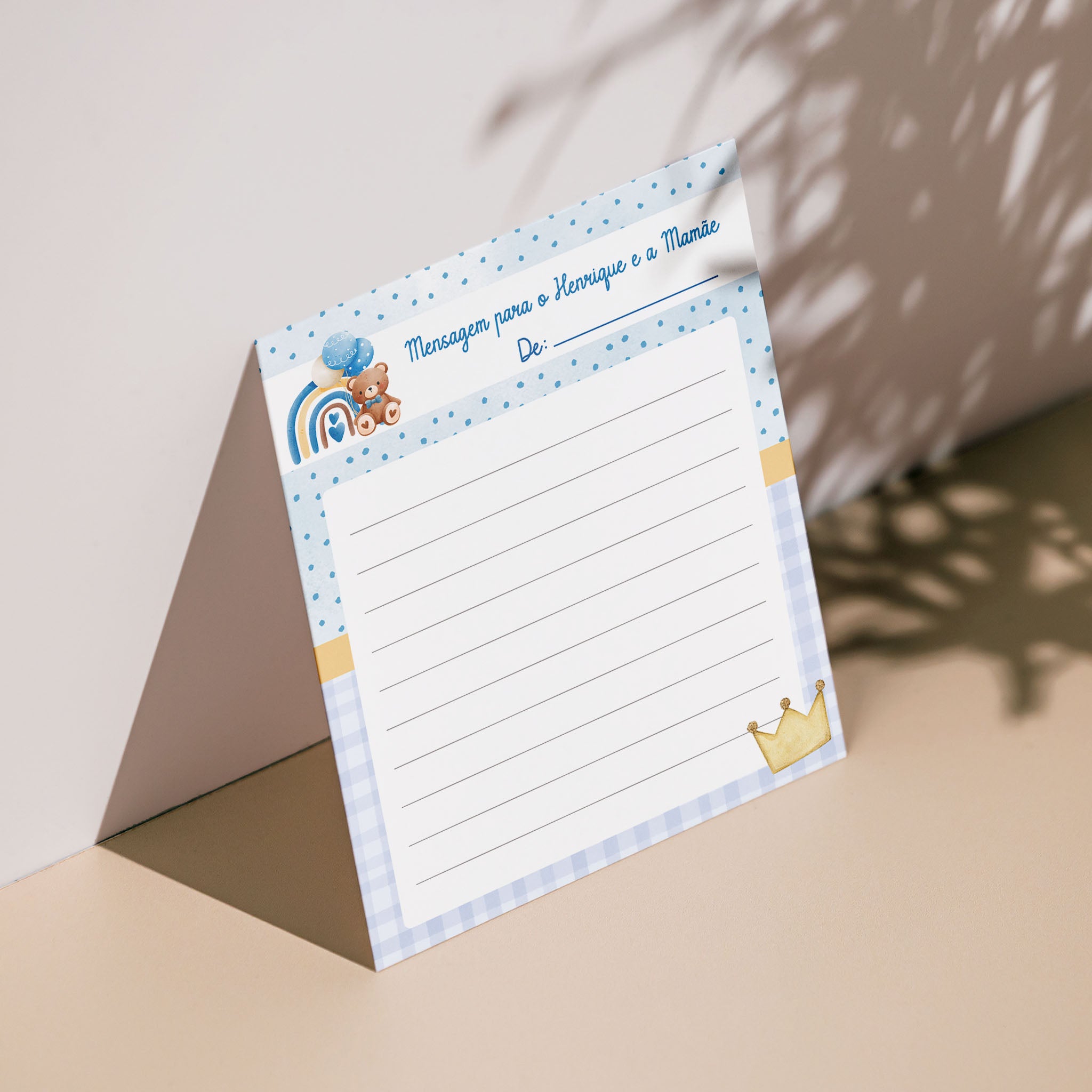 Cartão para Mensagem Chá de Bebê Ursinho