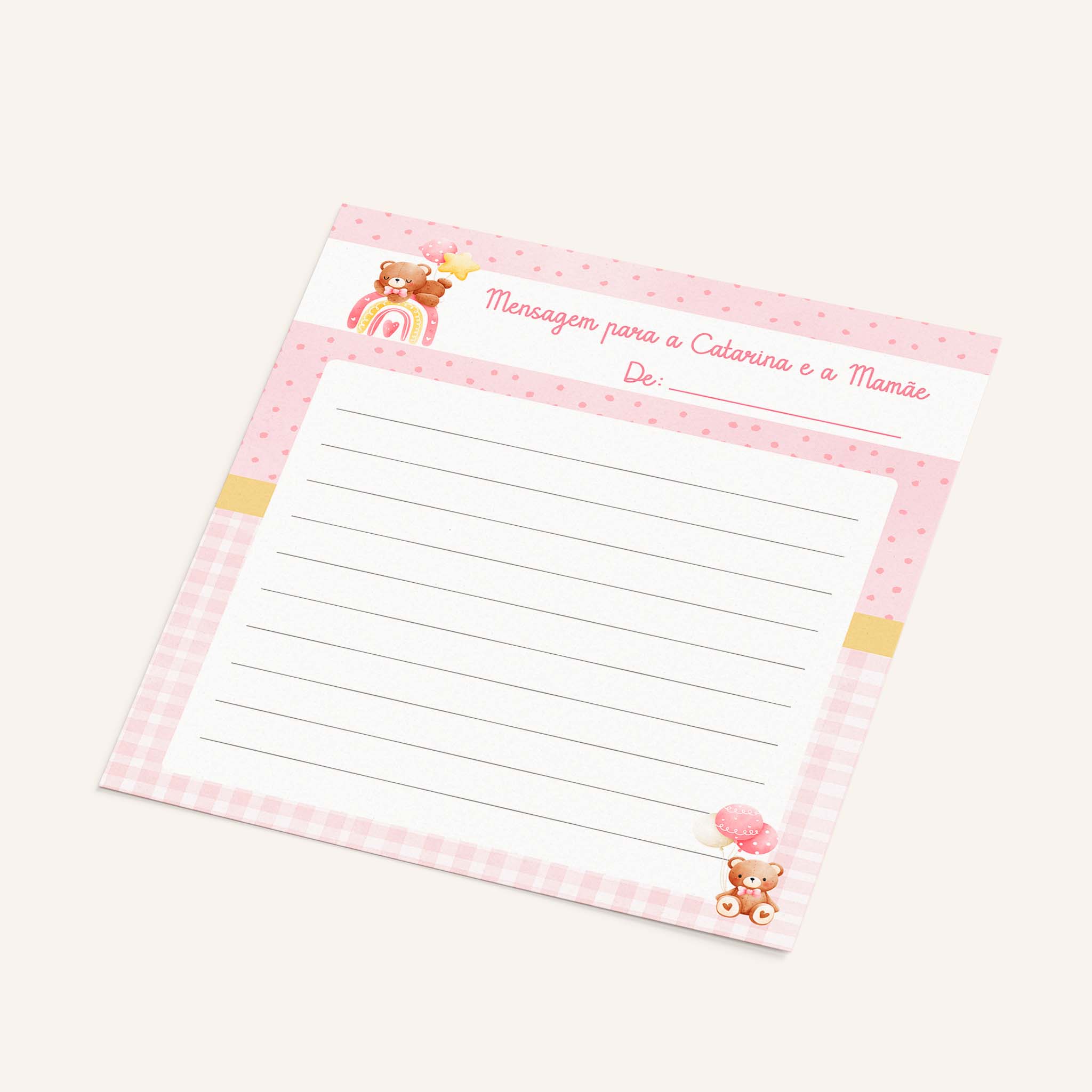 Cartão para Mensagem Chá de Bebê Ursinho